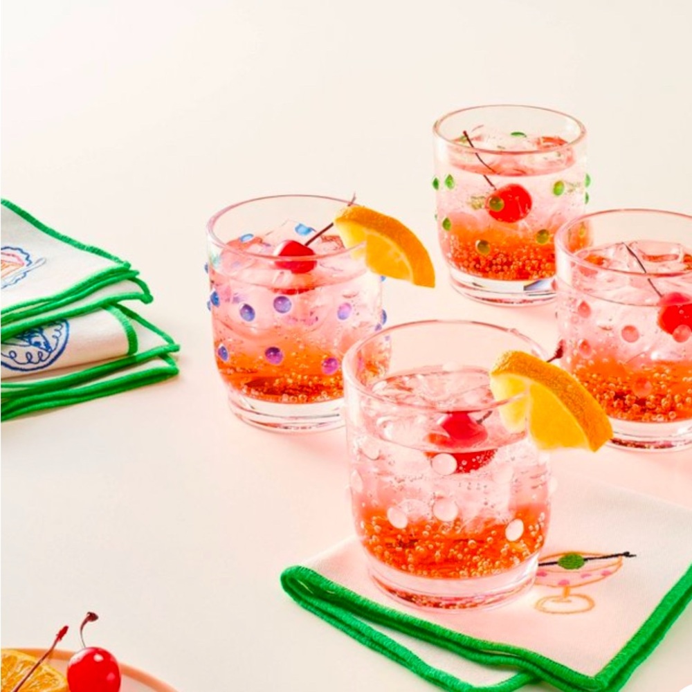Kate Spade New York set of 4 Embroidered Cocktail Napkins Handkerchiefs NWT - Picture 3 of 4